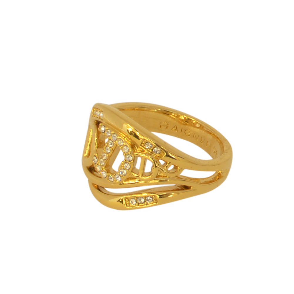 Aigner Ring Gold Plated Size 7 Bluesalon Com