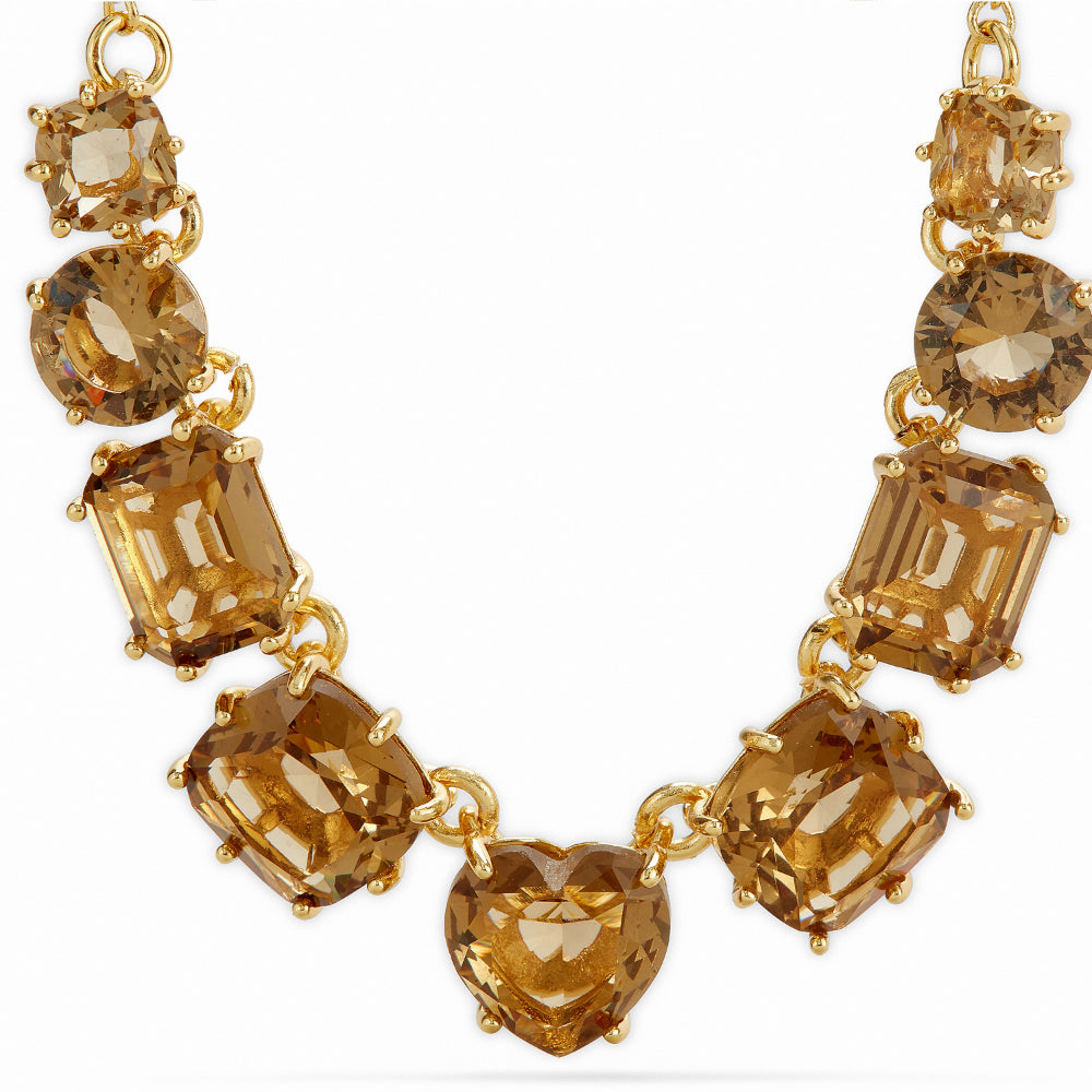Les Nereides Golden Brown Diamantine Fine 9 Stone Necklace