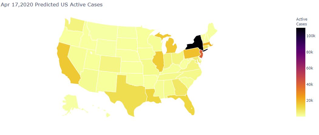 April 17th, 2020 Predicted US Active Cases