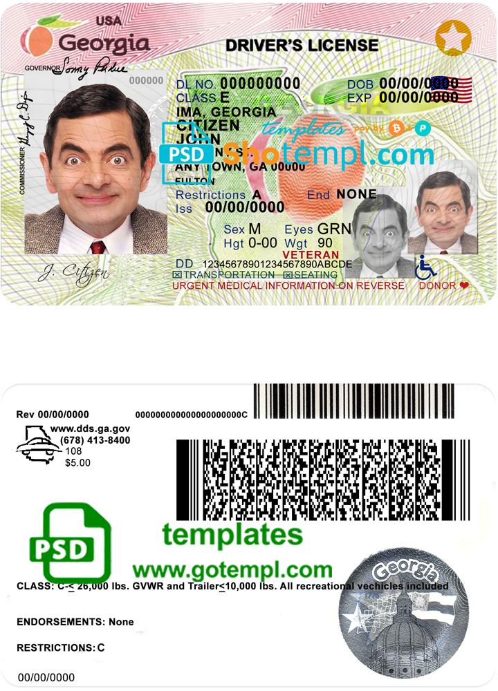 georgia drivers license template free