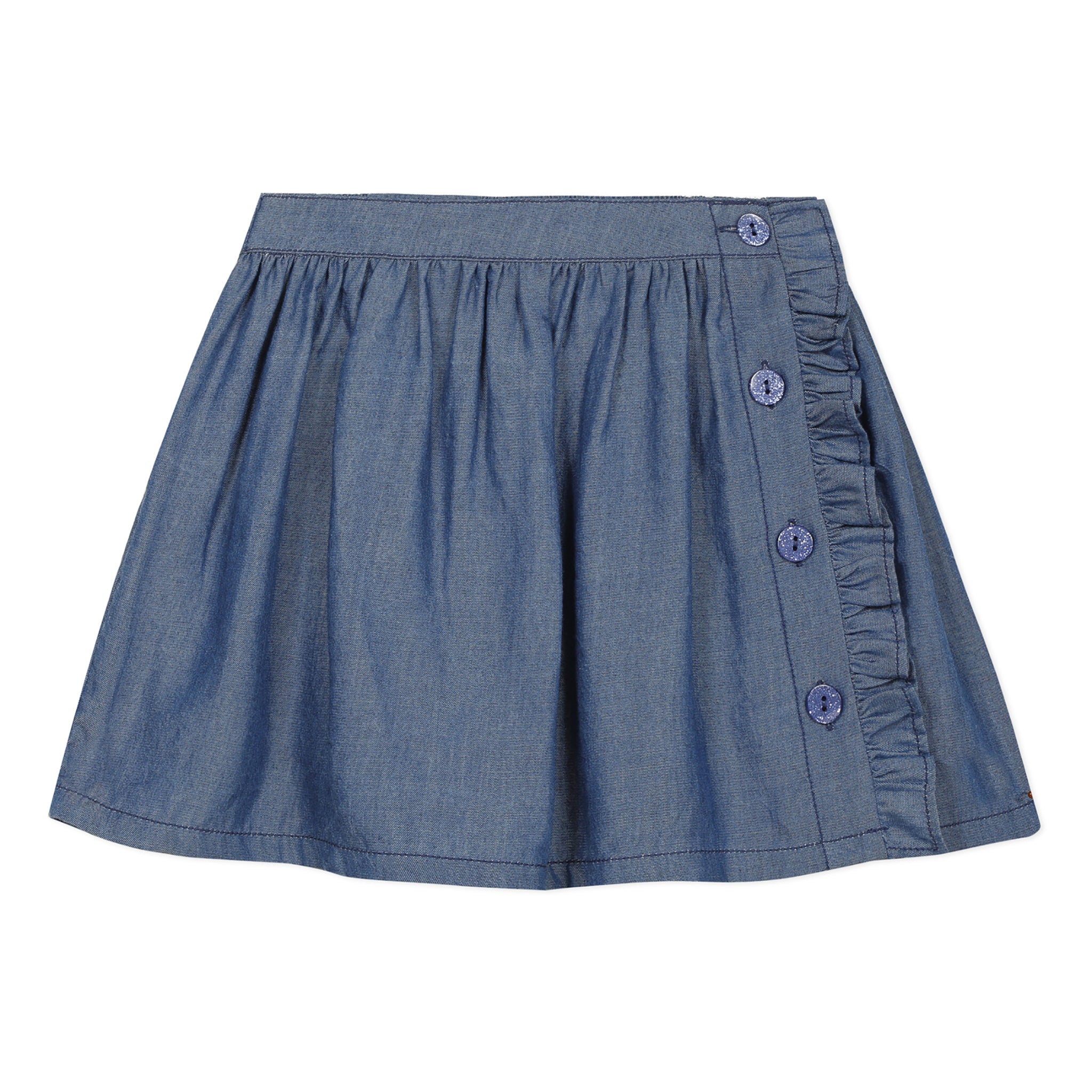 blue jean ruffle skirt