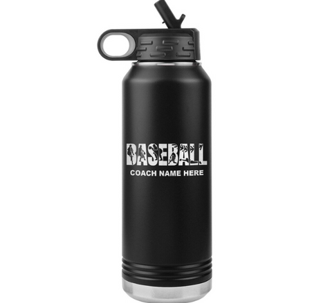 Engraved Baseball Coach Name Insulated Bottle