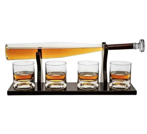 Baseball Bat Whiskey Decanter Set