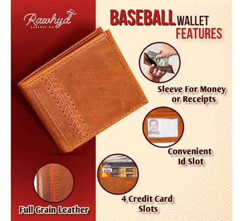 Leather Baseball Wallet