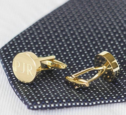 Gold Round Groomsmen Cufflinks