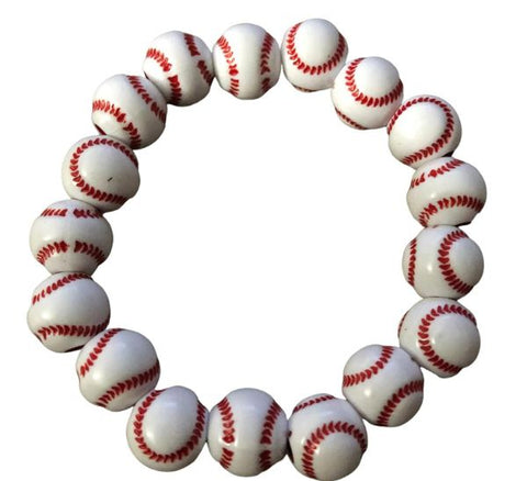 Baseball Beaded Stretch Bracelet