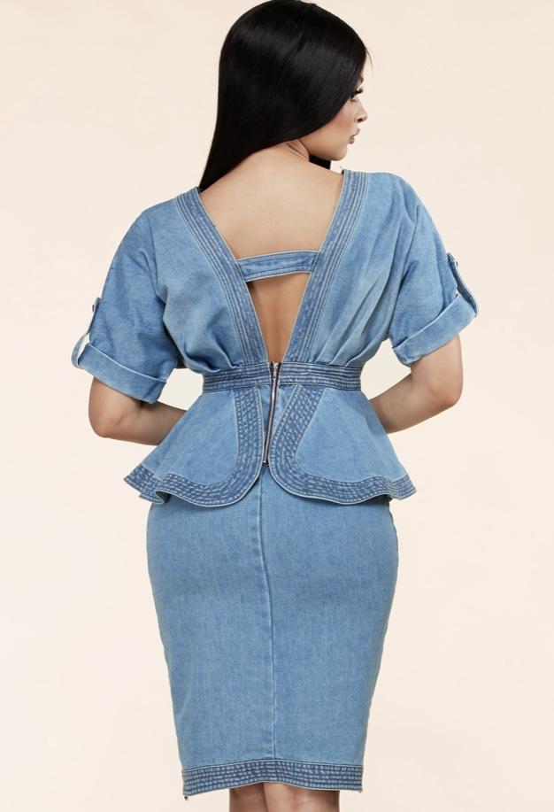 denim peplum dress