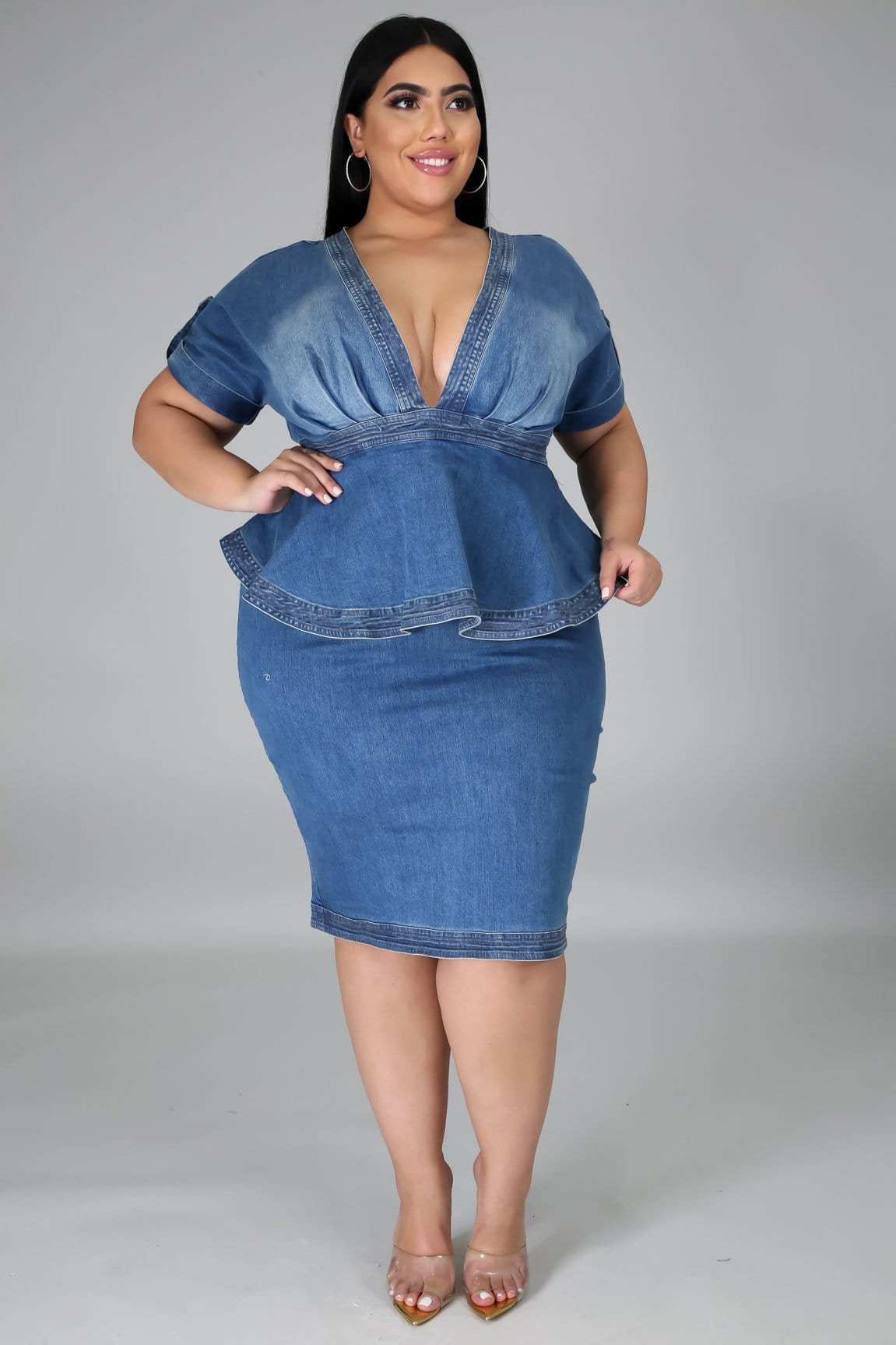 curvy denim dress