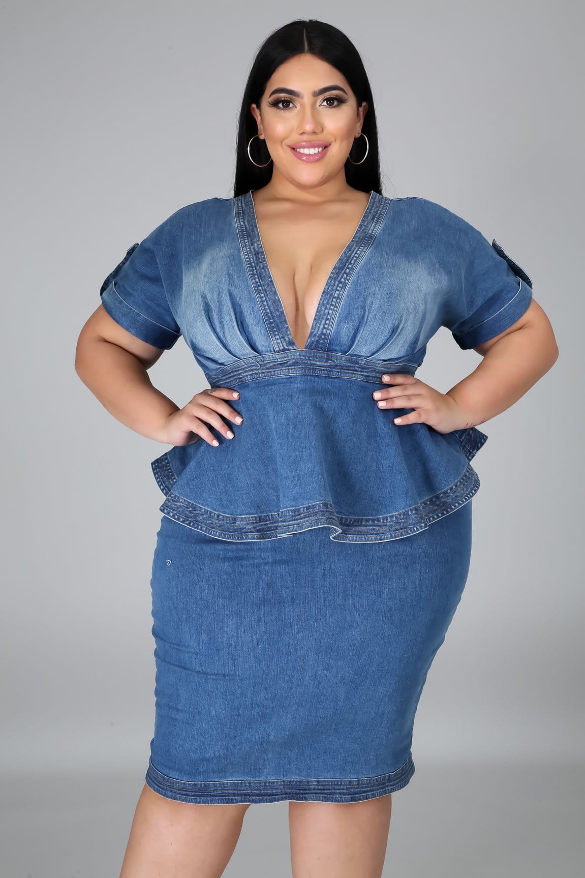 denim peplum dress