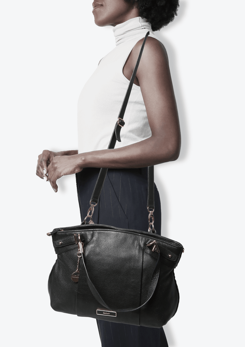 dkny leather shoulder bolsa