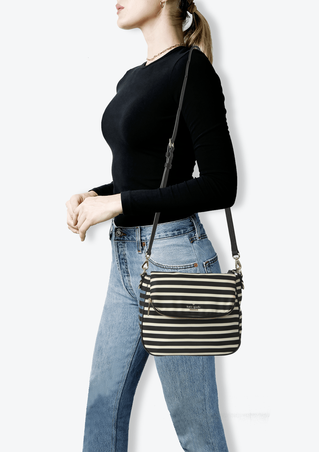 BOLSA KATE SPADE BLACK AND WHITE CROSSBODY PRETA E BRANCA – Gringa