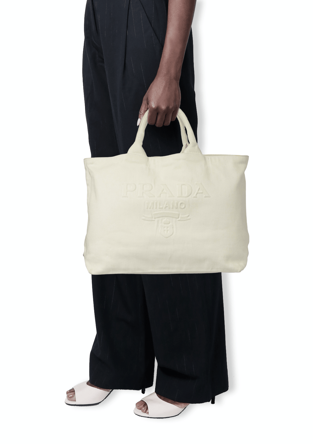 BOLSA PRADA DRILL TOTE BAG BRANCO ORIGINAL – Gringa