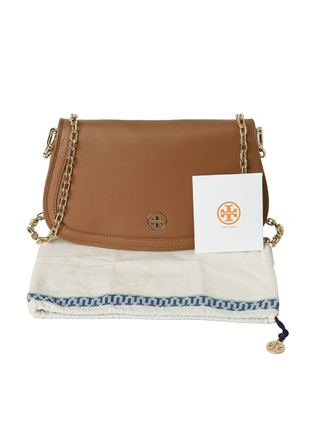 BOLSA TORY BURCH LOGO FLAP BAG MARROM – Gringa