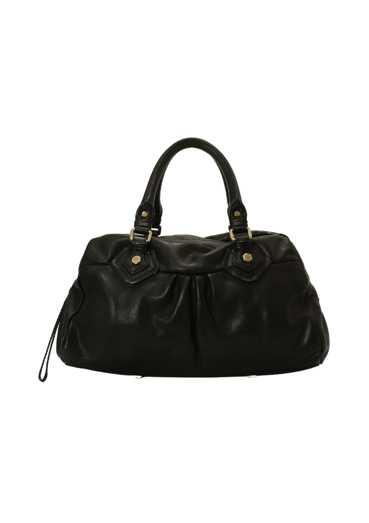 Michael Kors Hamilton leather shearling fur trim bag black lock