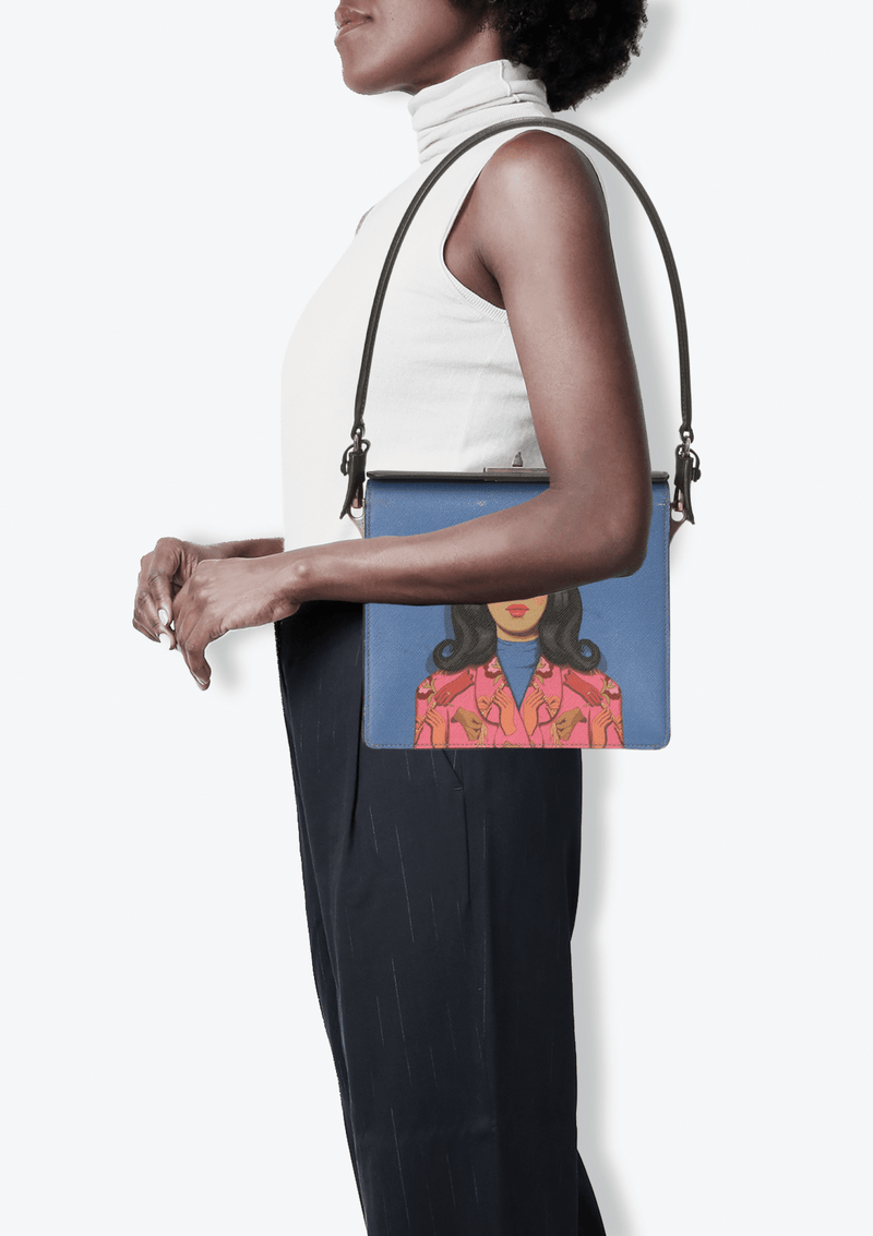 Bolsa Prada Viola Fuoco Face Art Bag Azul Original – Gringa