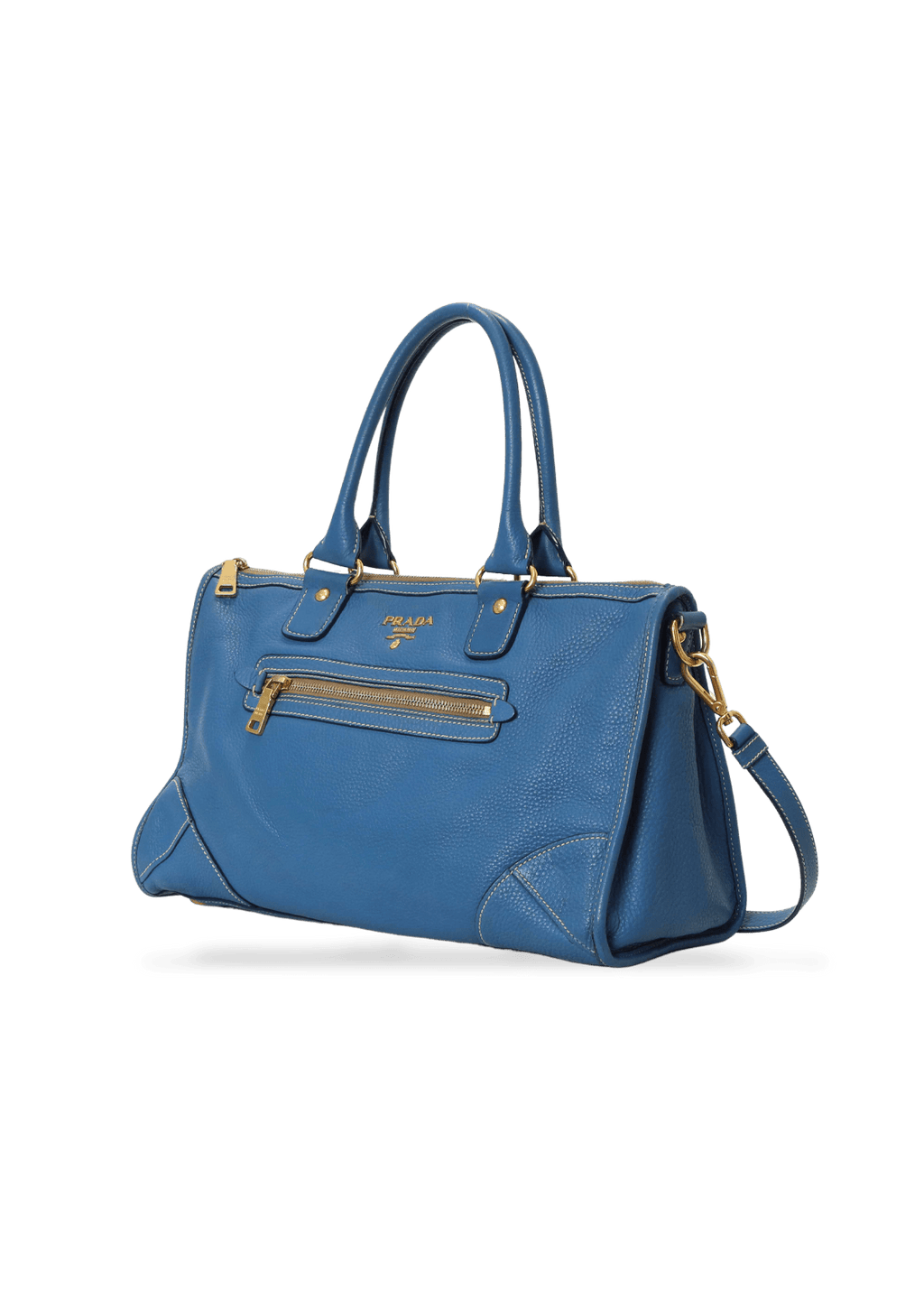 Bolsa Prada Vitello Daino Front Zip Bag Azul – Gringa