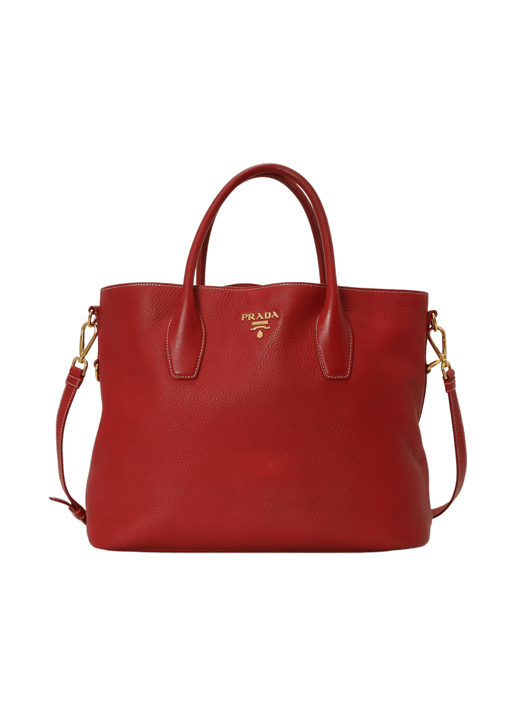 Bolsa Prada Vitello Daino Shopper Tote Vermelho Original – Gringa