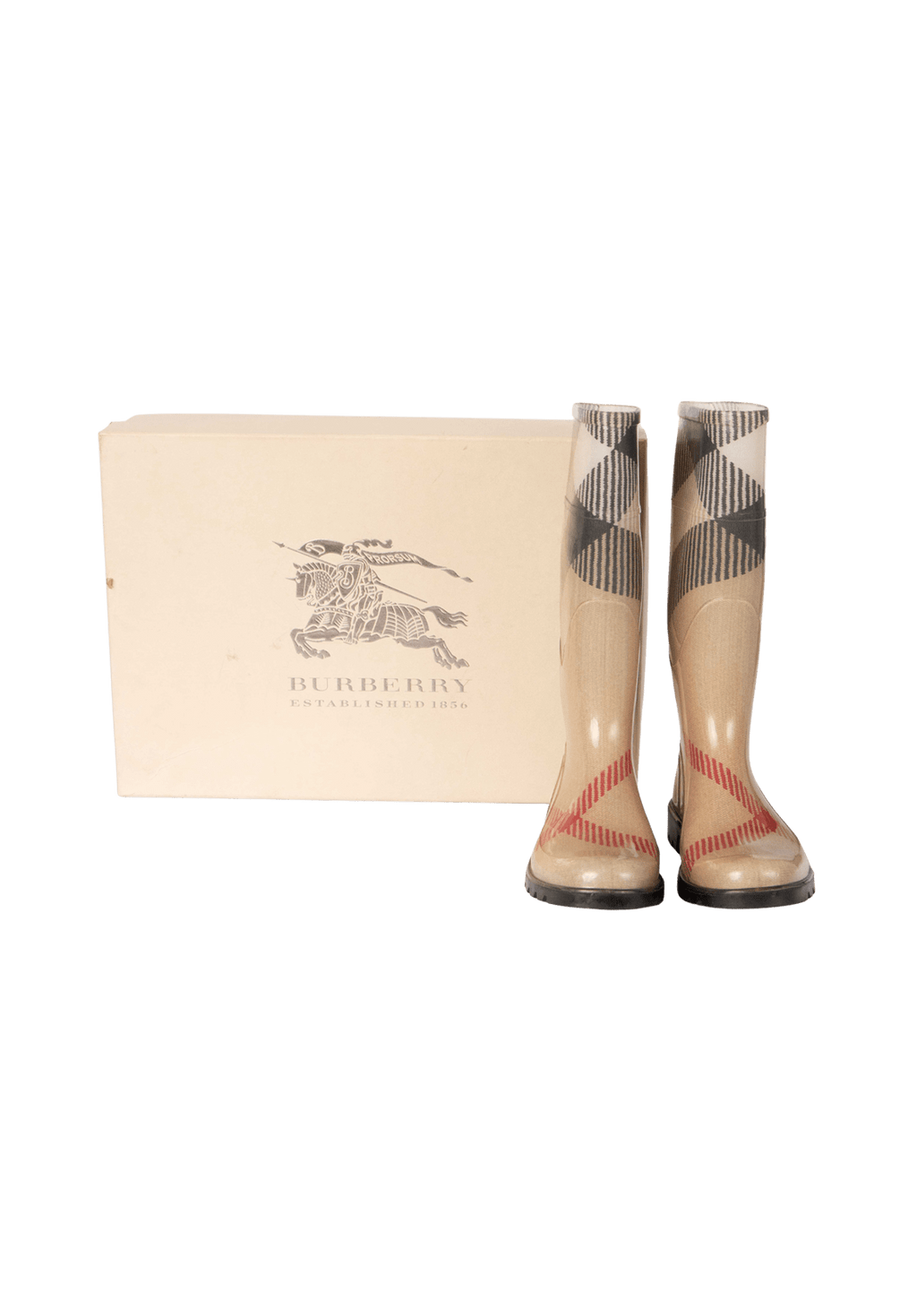 Bota Galocha Burberry House Check Rubber Boots 36 Bege Original – Gringa