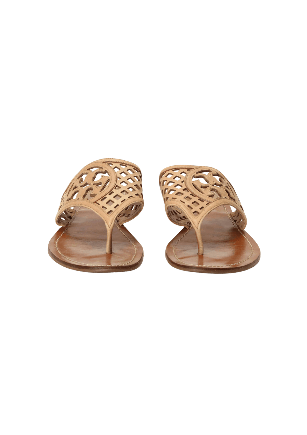 Rasteira Tory Burch Leather Slides 37 Bege Original – Gringa