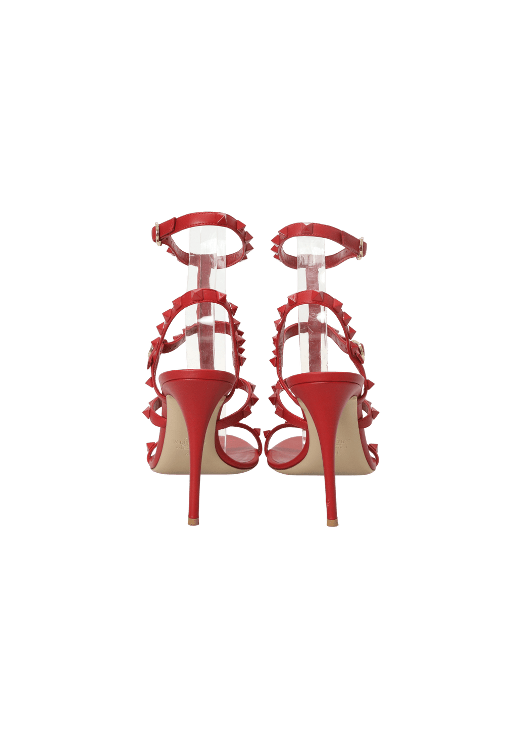 SANDÁLIA VALENTINO ROCKSTUD T-STRAP SANDALS 38 VERMELHO ORIGINAL – Gringa