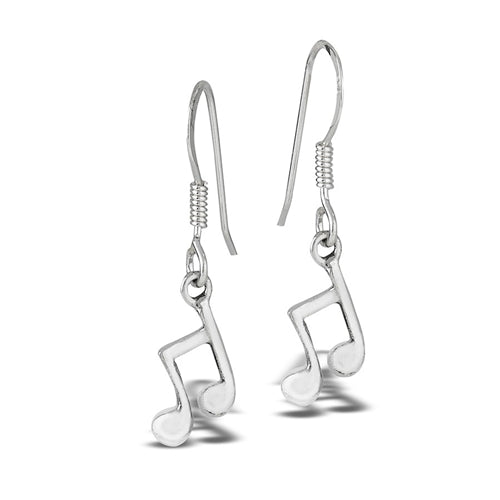 sterling silver music note dangle earrings