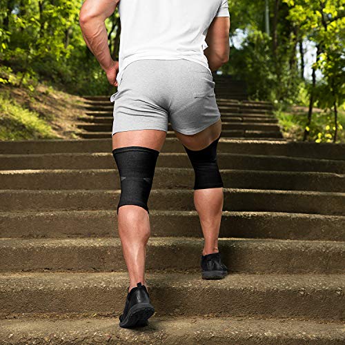 Mava Sports Reflexology Knee Compression Sleeve for Men and Women - Effective Support for Joint Pain, Arthritis Relief, Recovery and Blood Circulation - Great for Running and Walking (Black, XX-Large)