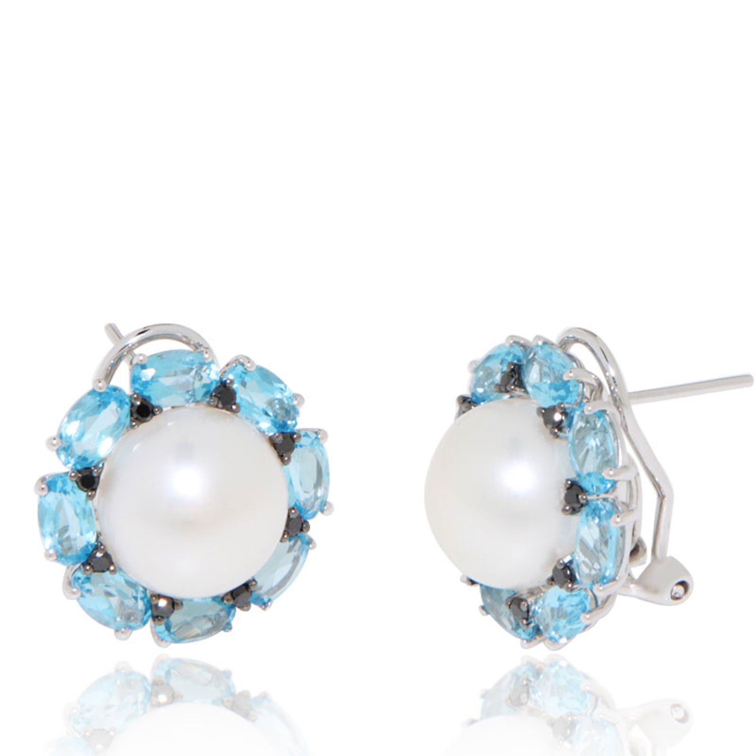 pearl earrings with diamonds around