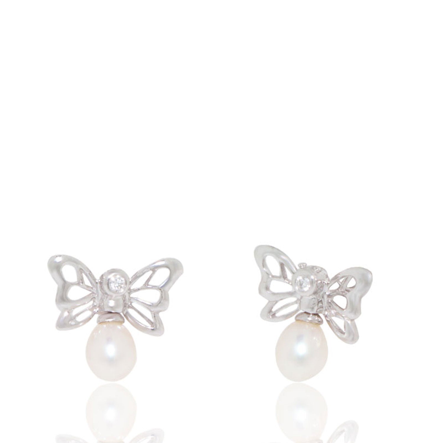 Small Butterfly Earrings with Pearls 