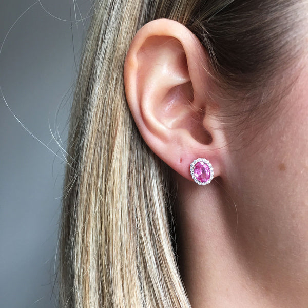 Pink Sapphires Studs Oval – New Wave Jewellery
