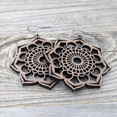 Mandala on sale earrings wood