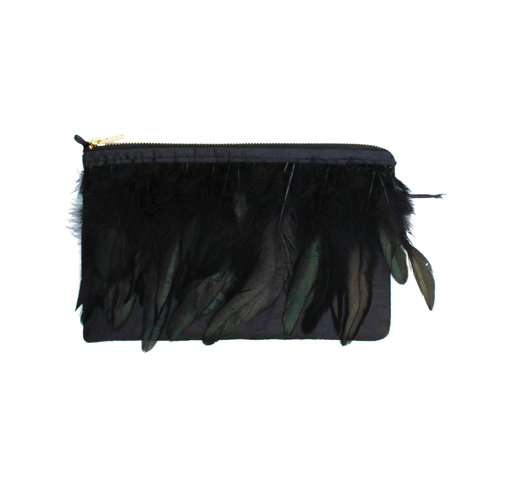 feather clutch bag