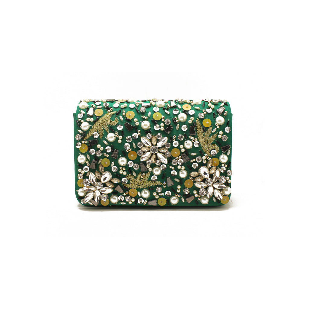 green evening bag