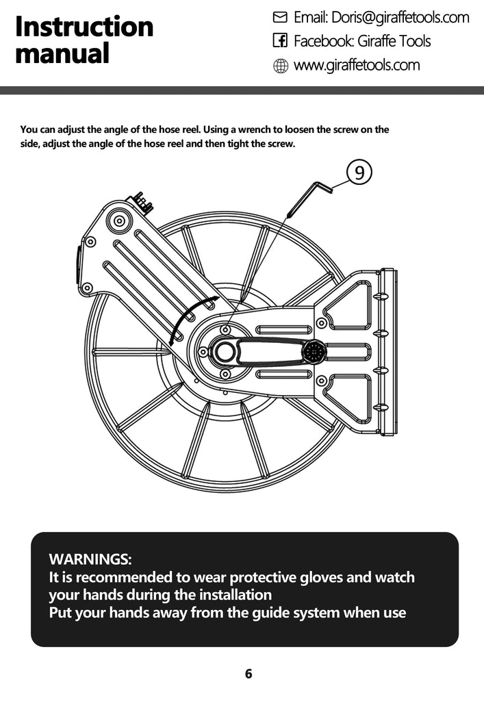 Model: SW-8, Stainless Steel Garden Hose Reel