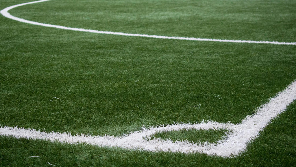 Close up image of a football field