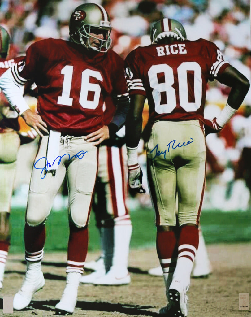 Joe Montana, Jerry Rice San Francisco 49ers Fanatics Authentic Dual Signed  11 x 14 Red Jersey Photograph