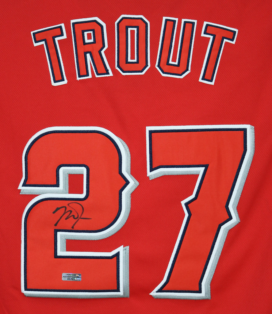 Mike Trout Los Angeles Signed Autographed Red Jersey COA – Sports-Autographs.com