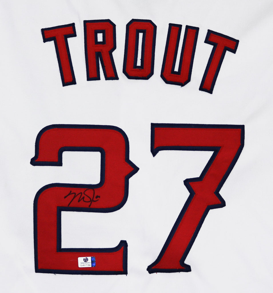 Nike Men's Replica Los Angeles Angels Mike Trout #27 White Cool Base Jersey