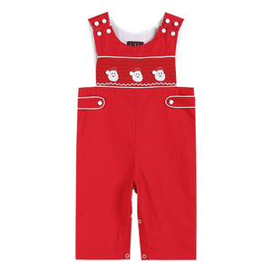 Red & White Santa Smocked Overalls - Belli Bambini