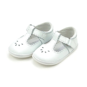 White Dottie Scalloped MJ - Belli Bambini
