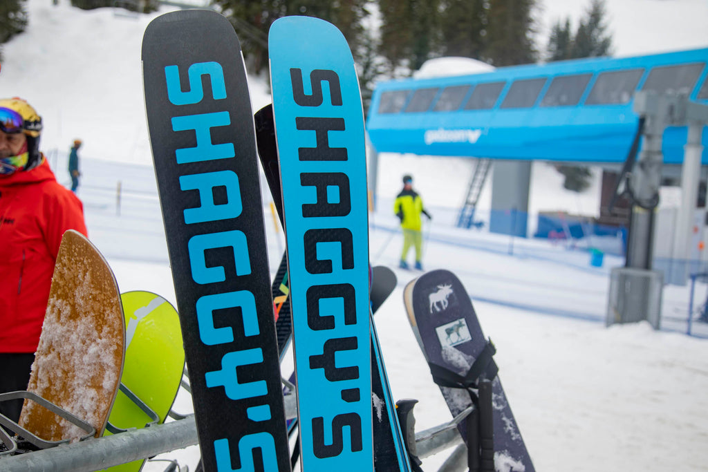 Iconic Shaggy's Blue Die Cut Ski bases at Snowbird Utah