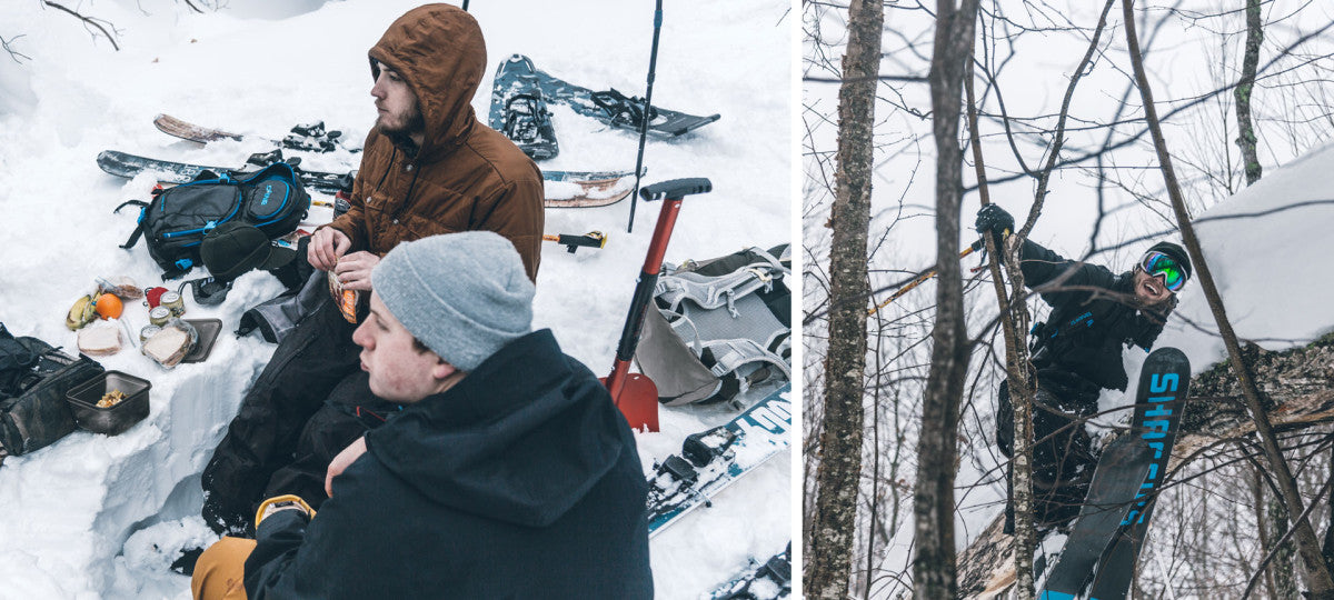 Austin Leder + Jeff Thompson Eating lunch in Michigan's Backcountry