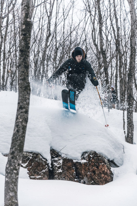 Austin Leder Dropping Cliffs in Michigan's Backcountry on Tubby Skis