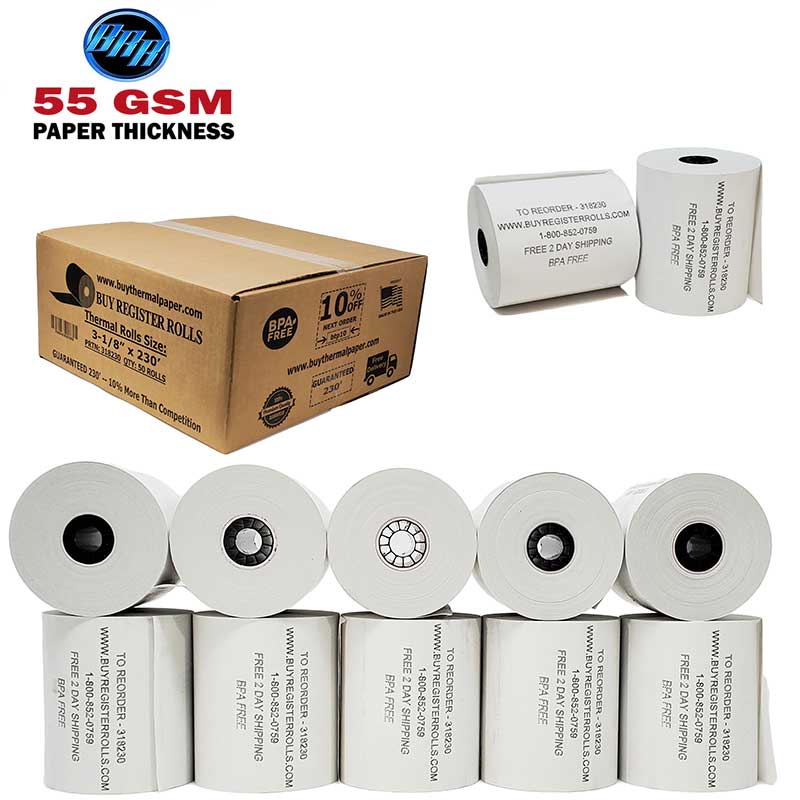 55 Gsm Paper Thickness Core 3 1 8 X 230 50 Rolls Thermal Receipt P Buyregisterrolls