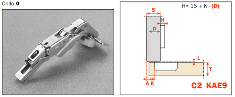 KITCHEN HINGES FOR FURNITURE DOORS SALICE C2AKAE9 CUSHIONED EXTERNAL HINGE NECK 0 155° LARGE