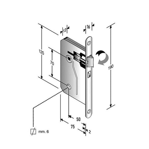 lock for bathroom toilet toilet bonaiti block front 16x190mm square 6x6mm S 87 backset 50