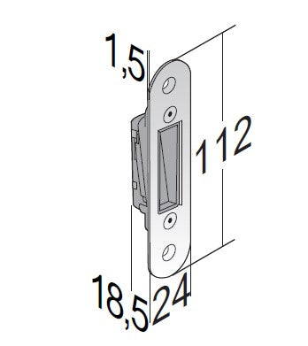 GIR8 Bonaiti adjustable magnetic strike plate 112x24mm b-forty b-ita b-smart