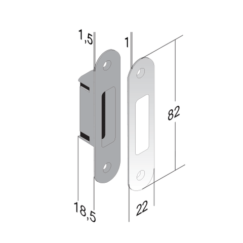 magnetic catch for bonaiti lock IS8 silver 22x82mm