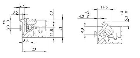 disegno quotato riscontro elettrico a corrente automatico per porte interne esterne 12v 24v ac dc con sblocco regolabile in acciaio