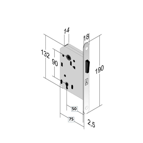 B-TWIN MAGNETIC DOOR LOCK BONAITI 340 FRONT PATENT KEY 18X190MM E50 I90 SATIN CHROME