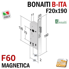 Bonaiti magnetic lock B-ITA front F20x190mm